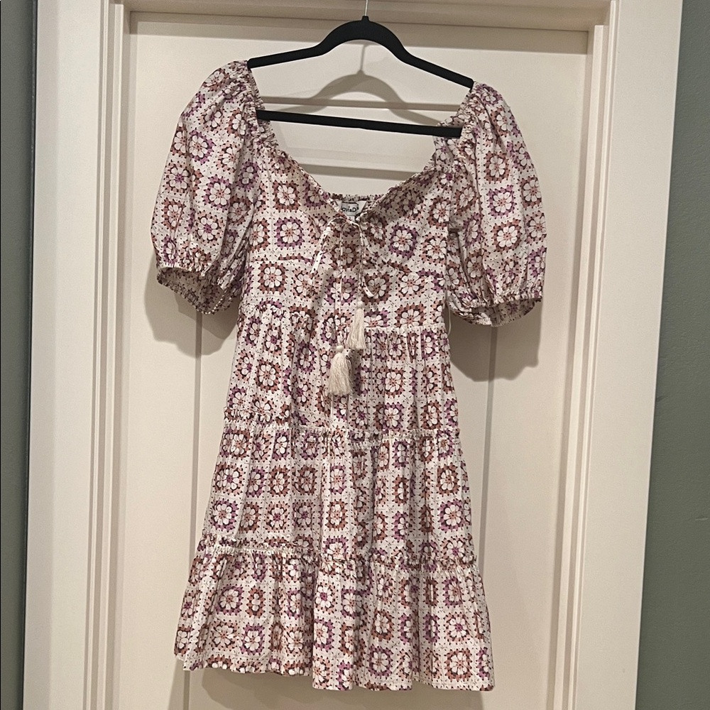 DAVI & DANI Geometric Puff Sleeve Mini Dress, NWT, small
